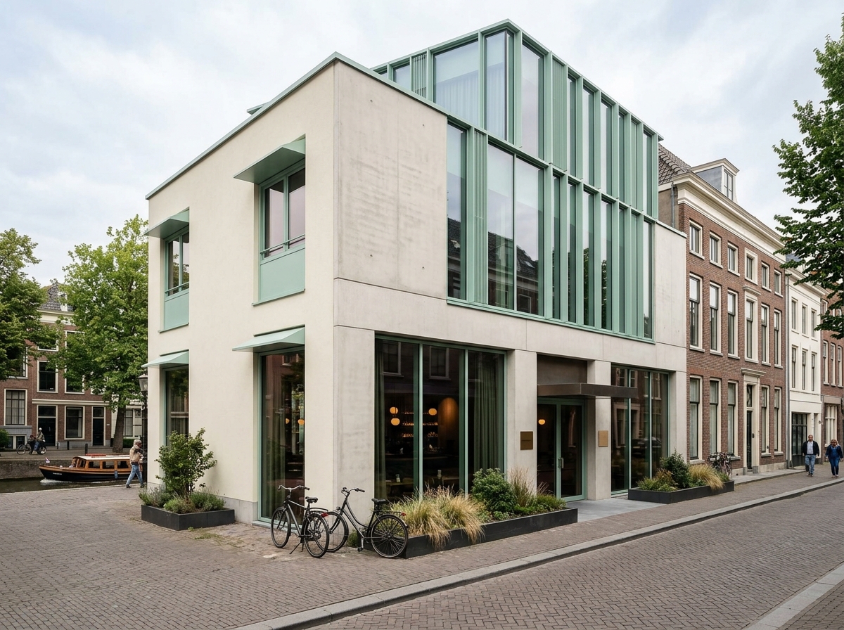 Exterieur van een moderne speelhal in Utrecht